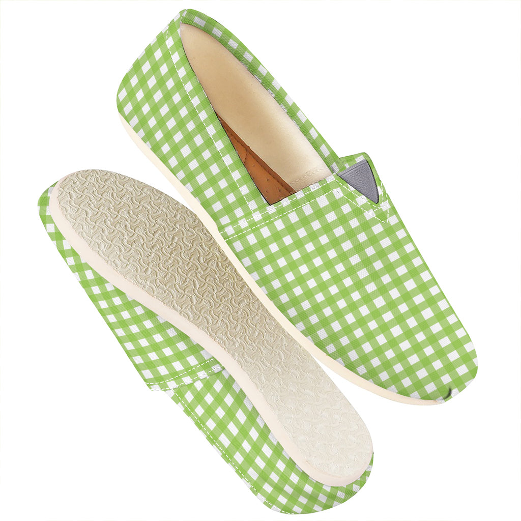 Green And White Check Pattern Print Casual Shoes