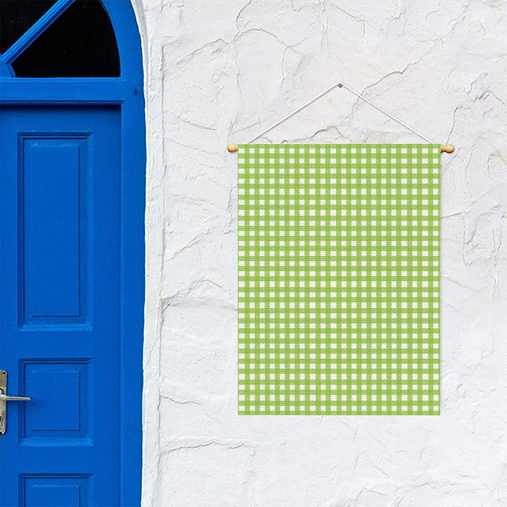 Green And White Check Pattern Print Garden Flag
