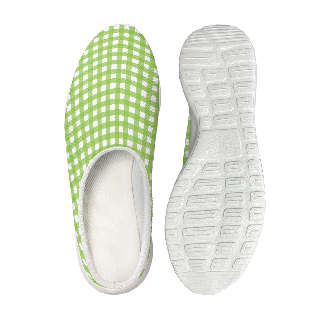 Green And White Check Pattern Print Mesh Casual Shoes