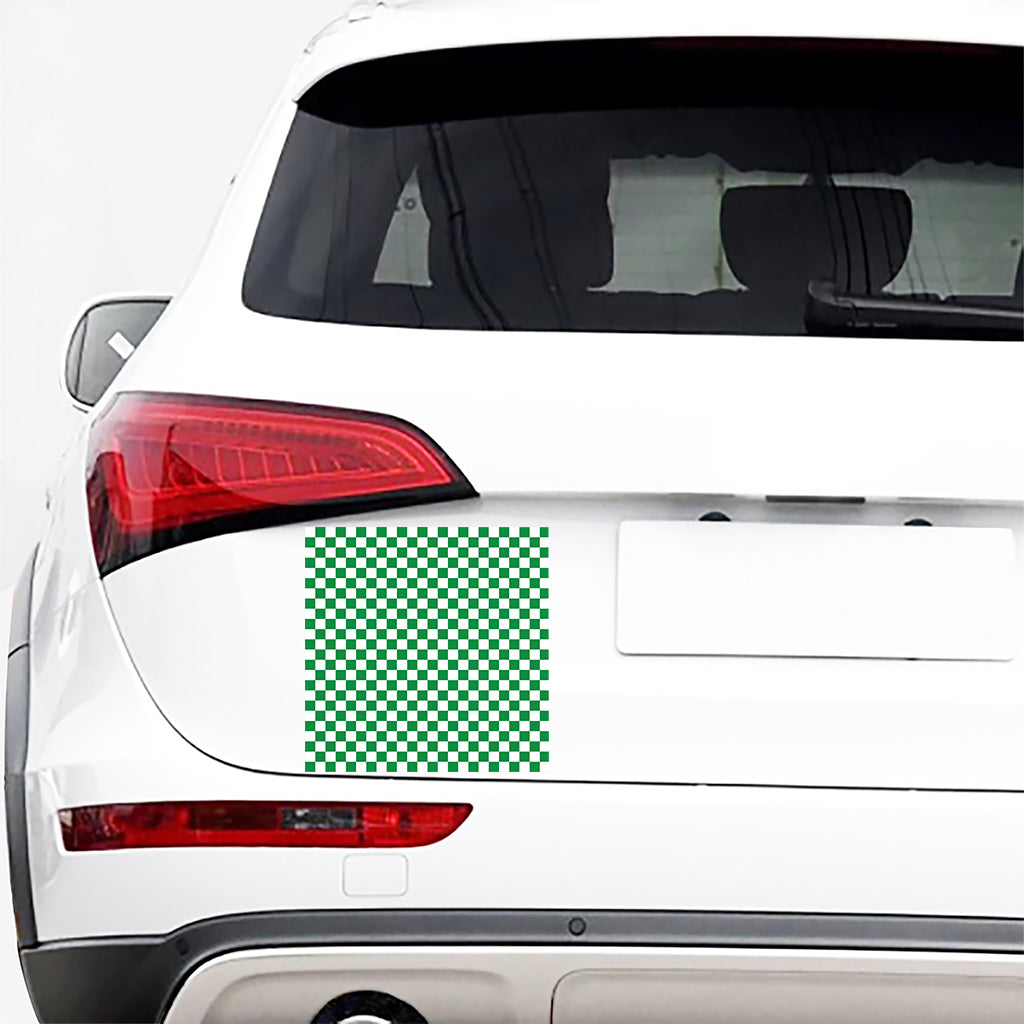 Green And White Checkered Pattern Print Car Sticker