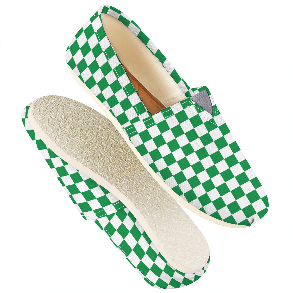 Green And White Checkered Pattern Print Casual Shoes