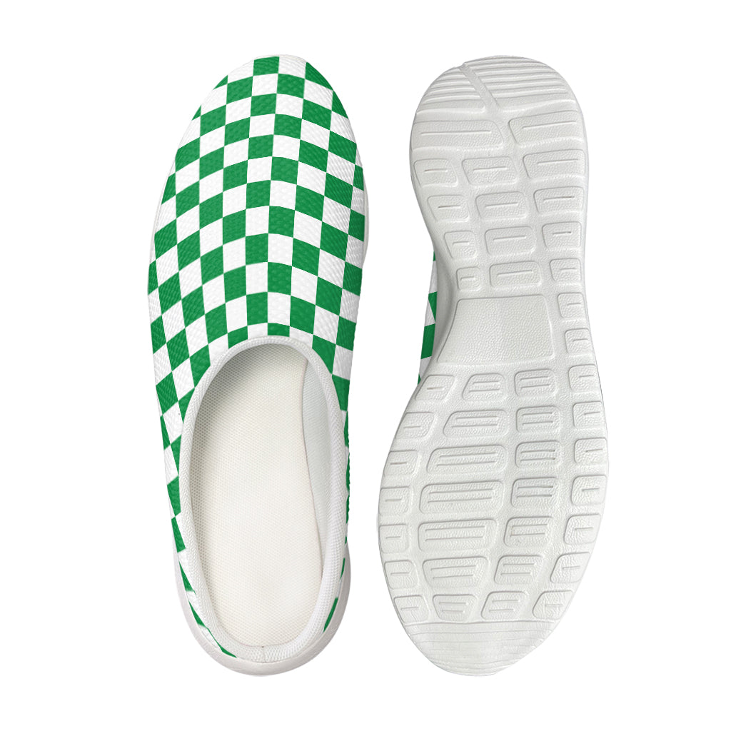Green And White Checkered Pattern Print Mesh Casual Shoes