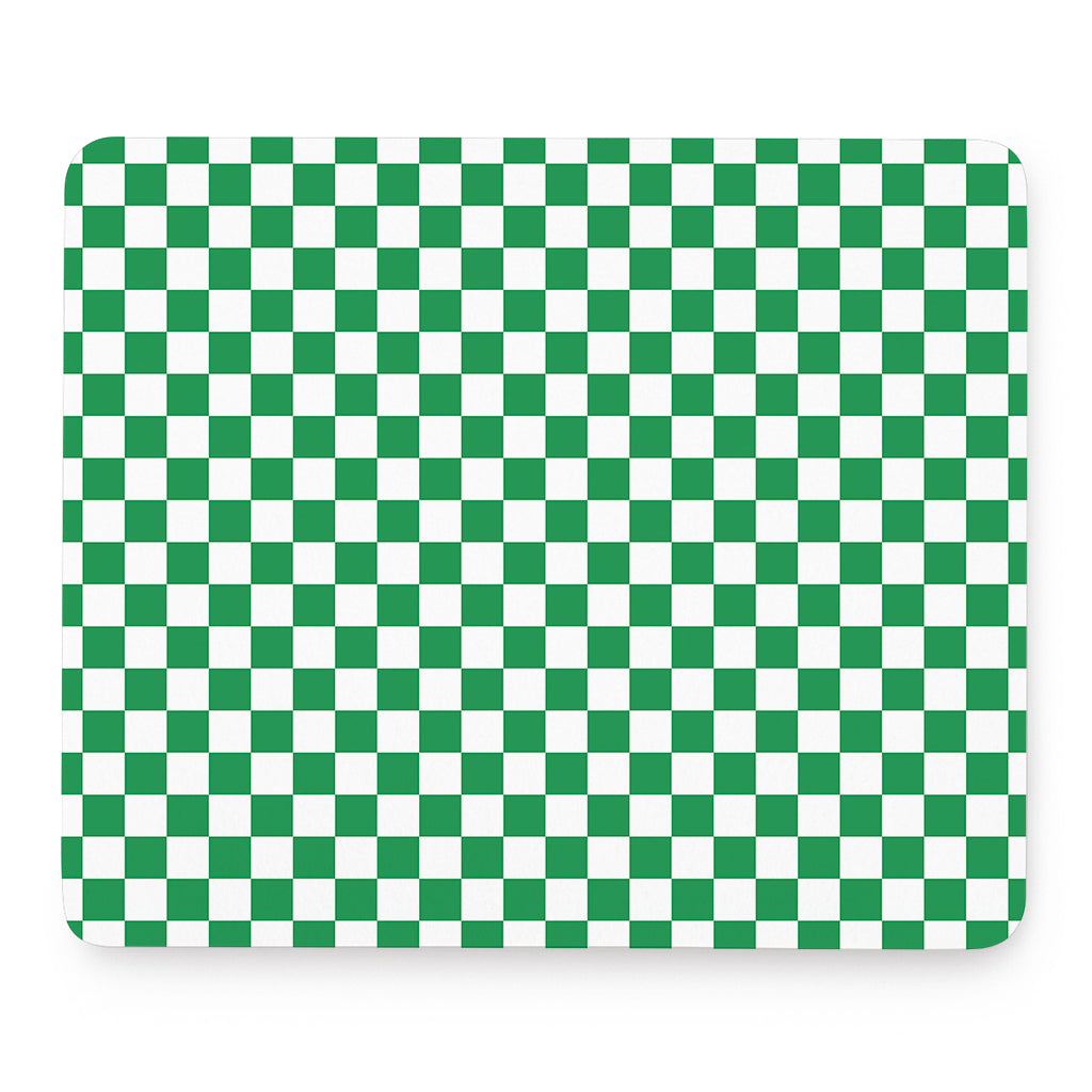 Green And White Checkered Pattern Print Mouse Pad