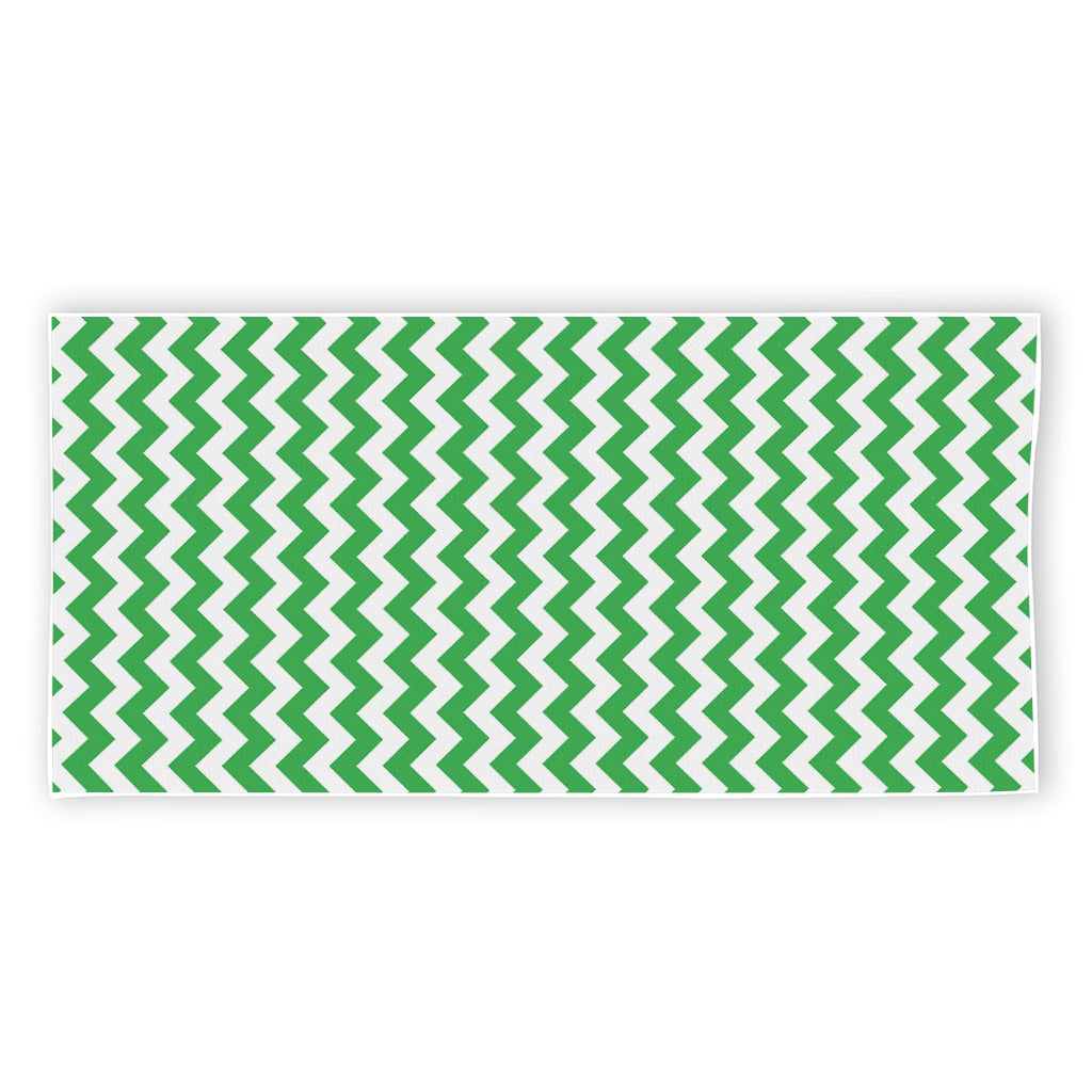 Green And White Chevron Pattern Print Beach Towel