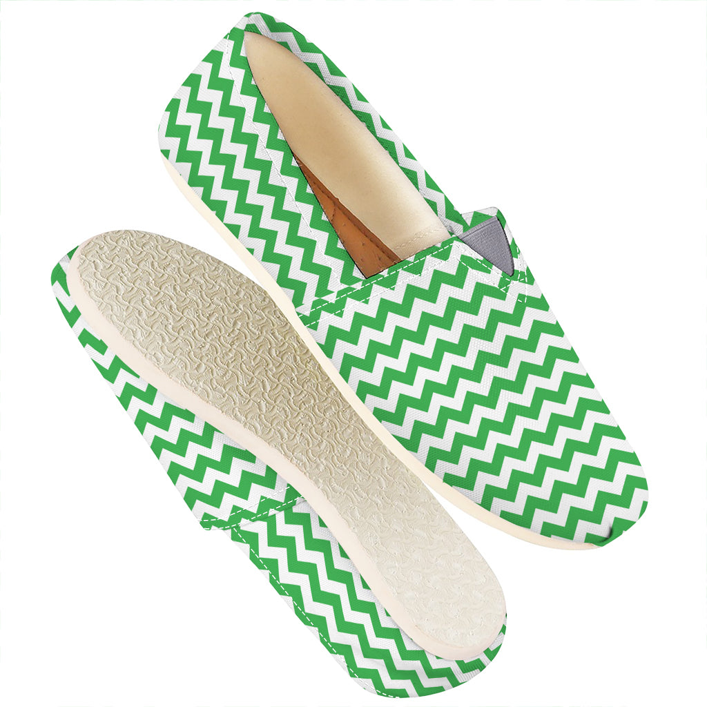 Green And White Chevron Pattern Print Casual Shoes