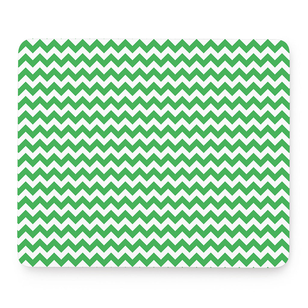 Green And White Chevron Pattern Print Mouse Pad