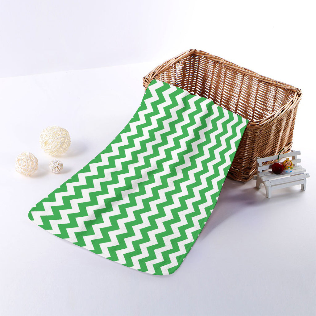 Green And White Chevron Pattern Print Towel