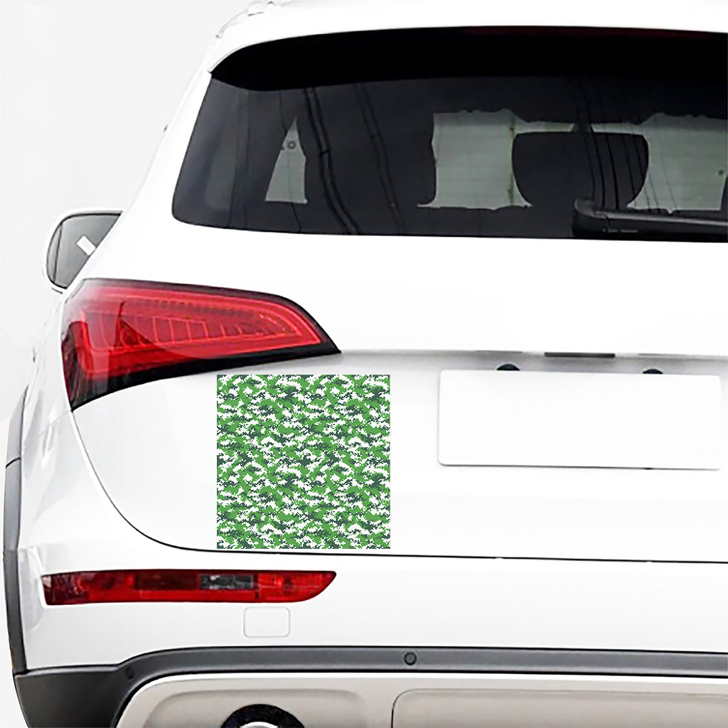 Green And White Digital Camo Print Car Sticker