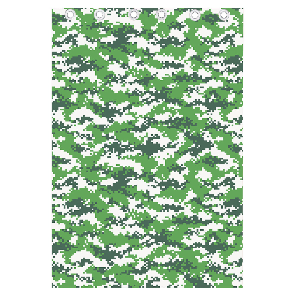 Green And White Digital Camo Print Curtain