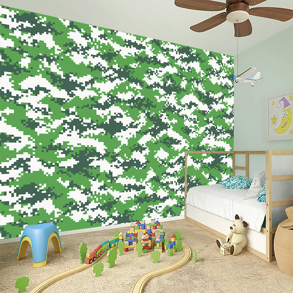 Green And White Digital Camo Print Wall Sticker