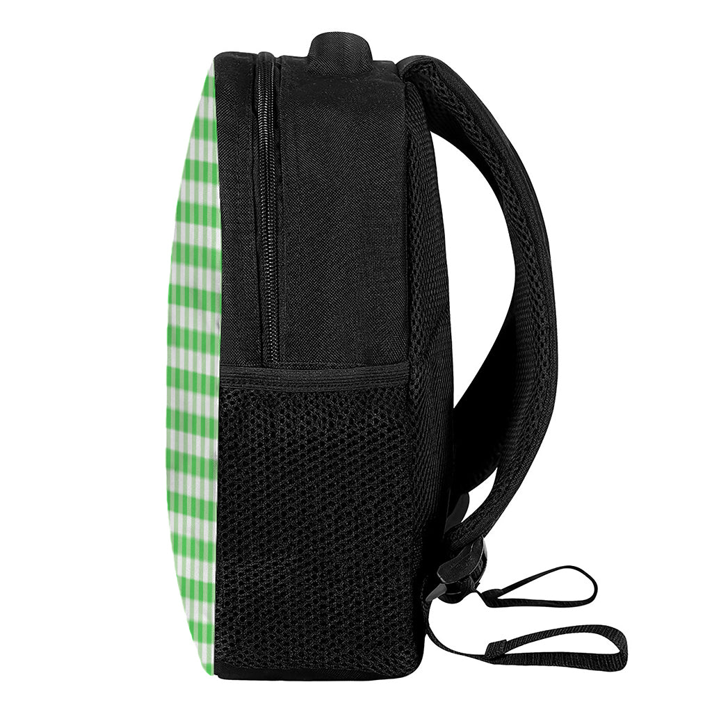 Green And White Gingham Pattern Print Casual Backpack
