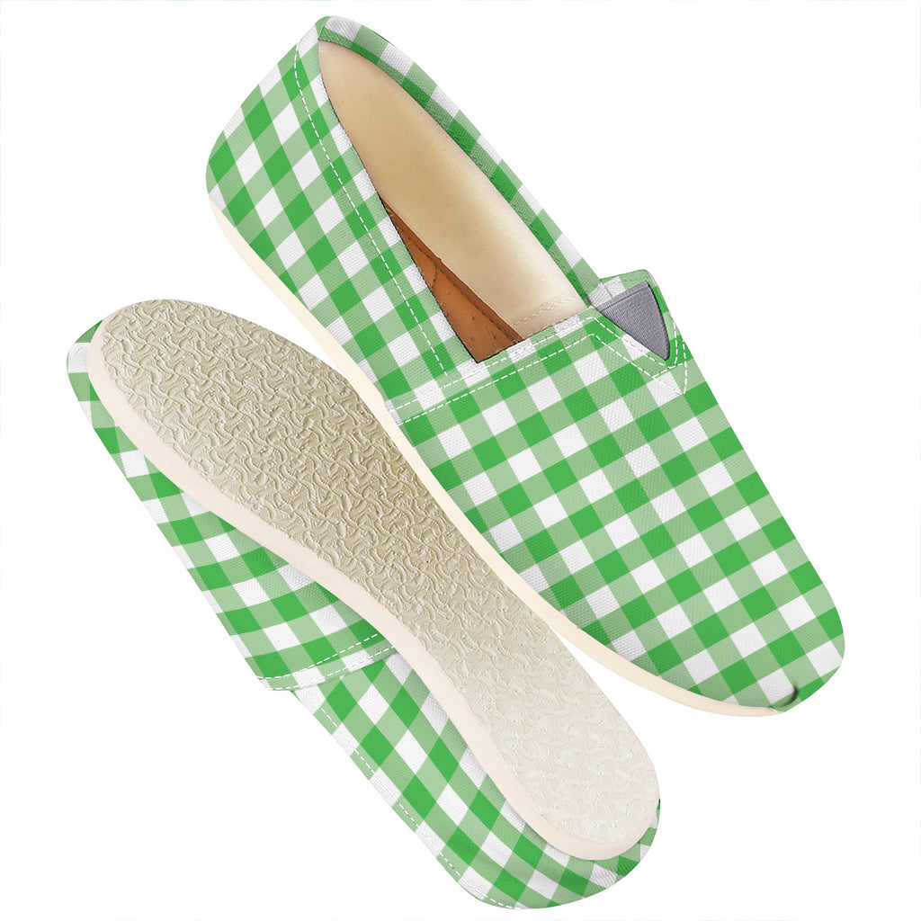 Green And White Gingham Pattern Print Casual Shoes