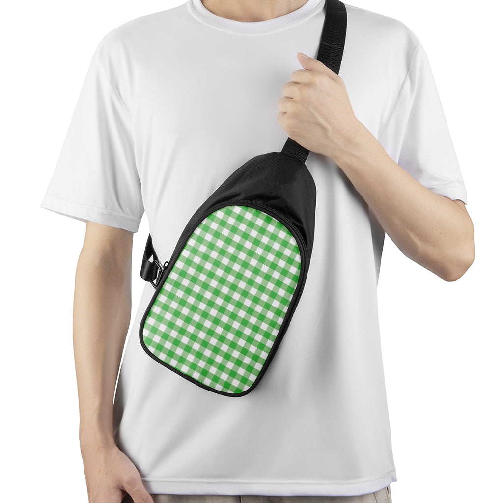 Green And White Gingham Pattern Print Chest Bag