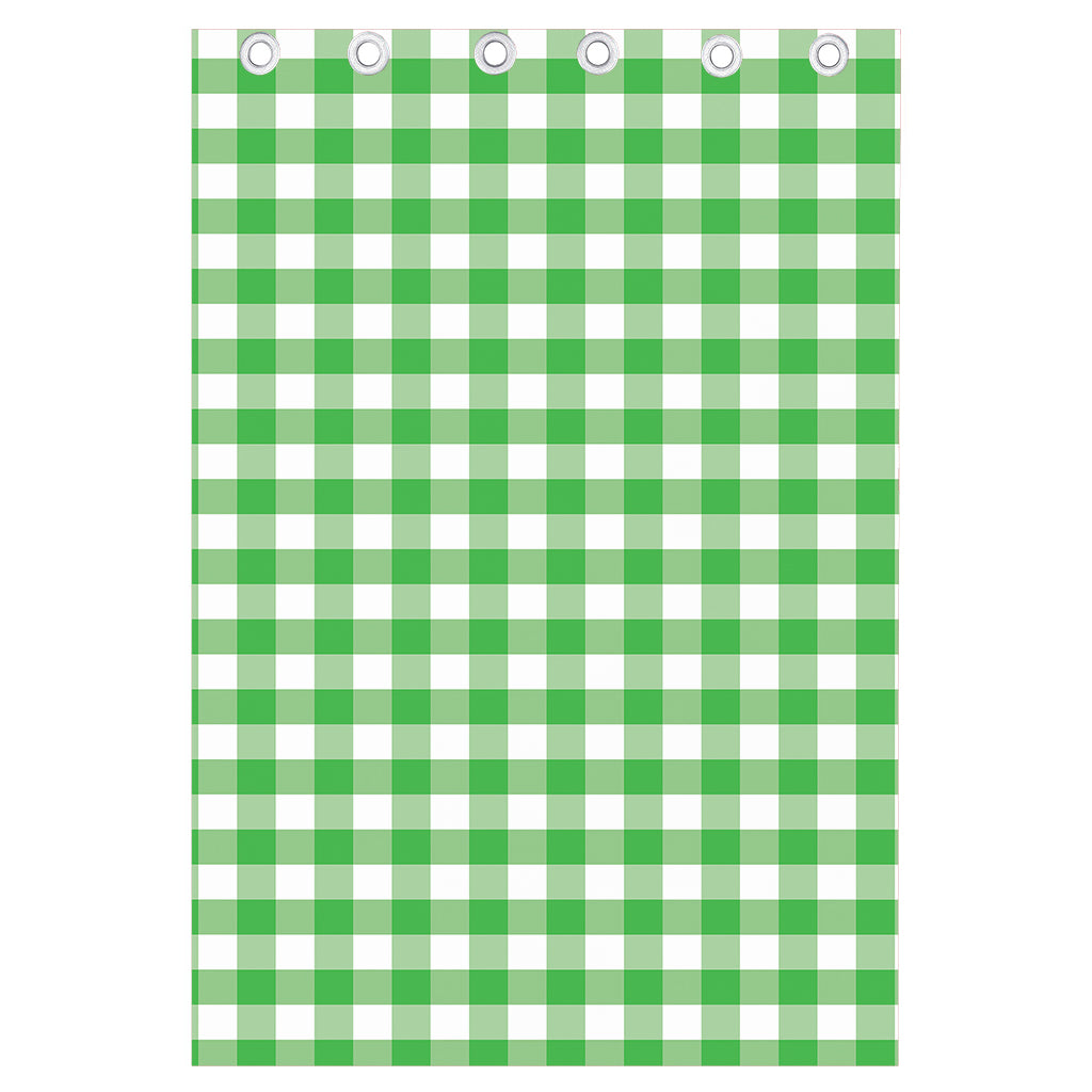 Green And White Gingham Pattern Print Curtain