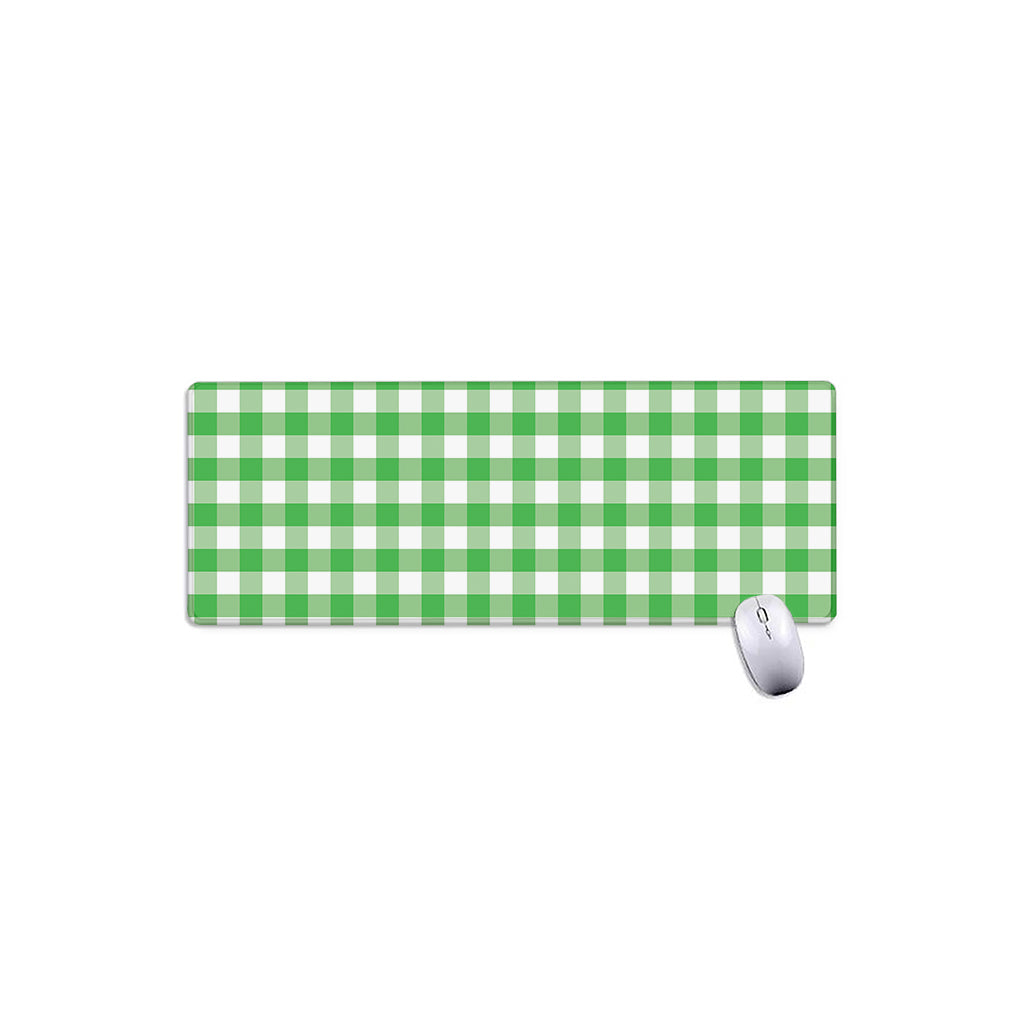 Green And White Gingham Pattern Print Extended Mouse Pad