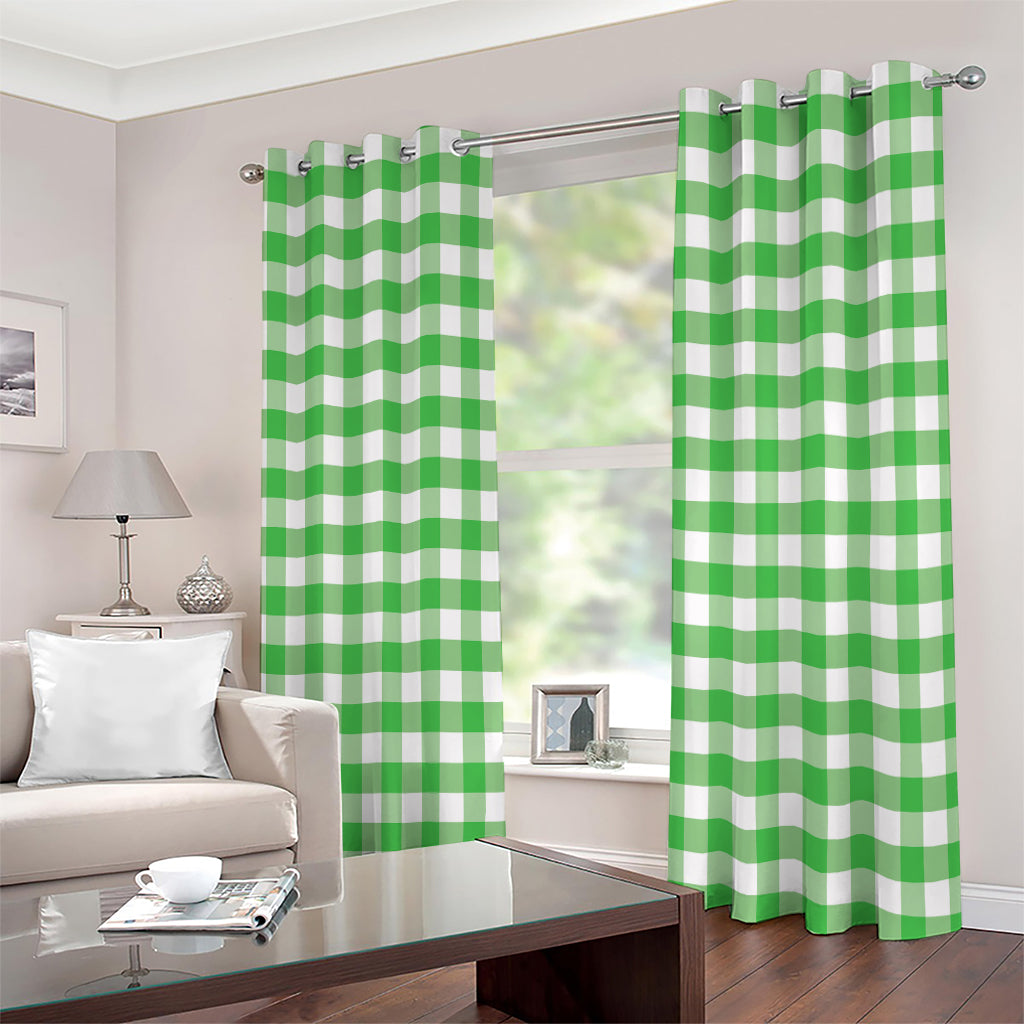 Green And White Gingham Pattern Print Extra Wide Grommet Curtains