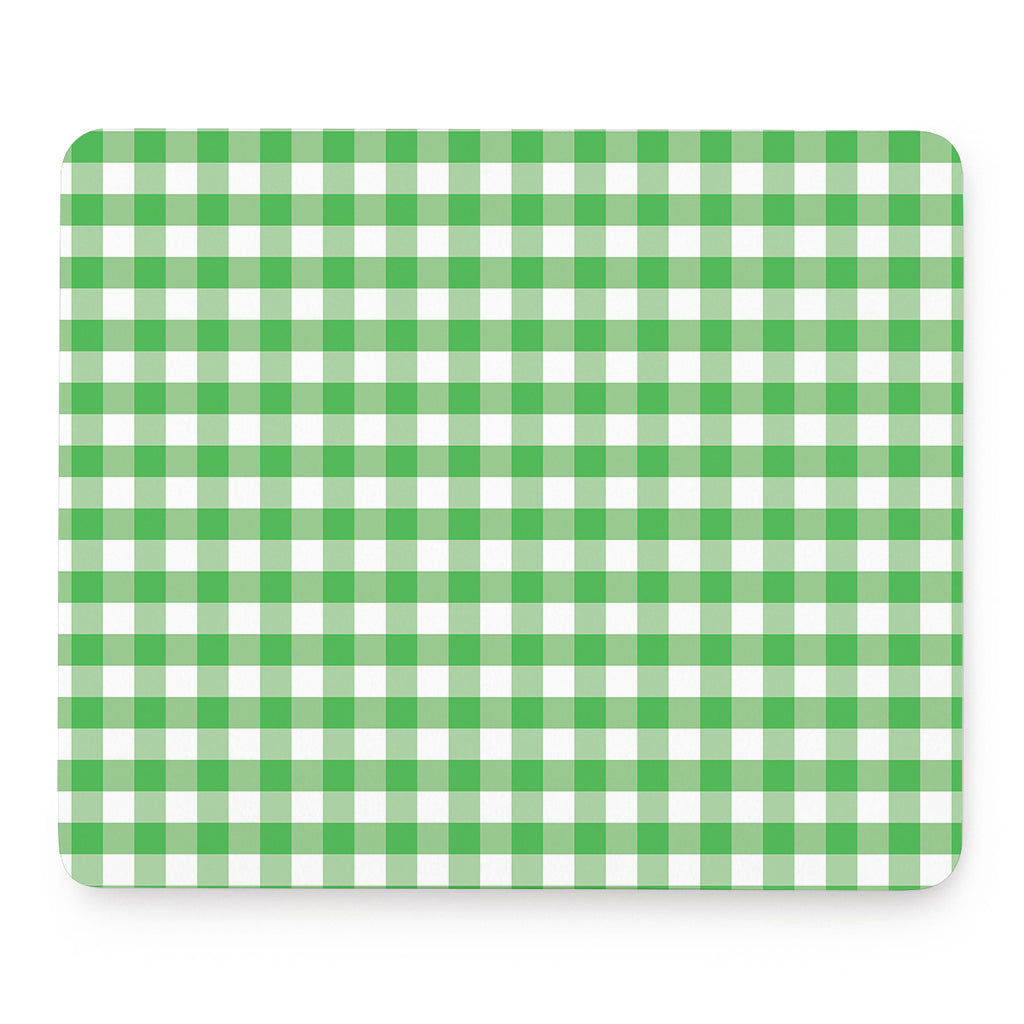Green And White Gingham Pattern Print Mouse Pad