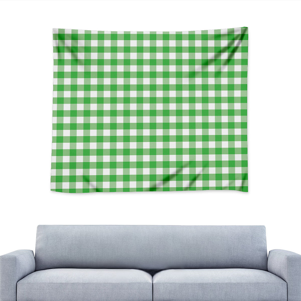 Green And White Gingham Pattern Print Tapestry