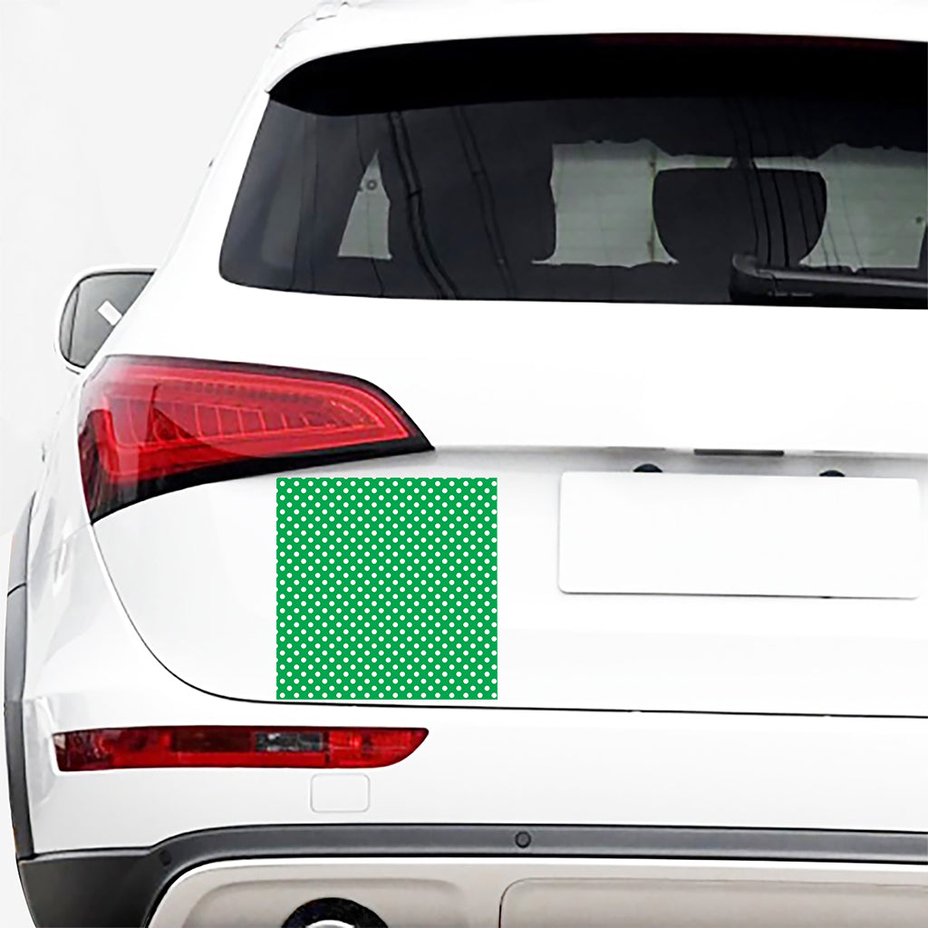 Green And White Polka Dot Pattern Print Car Sticker