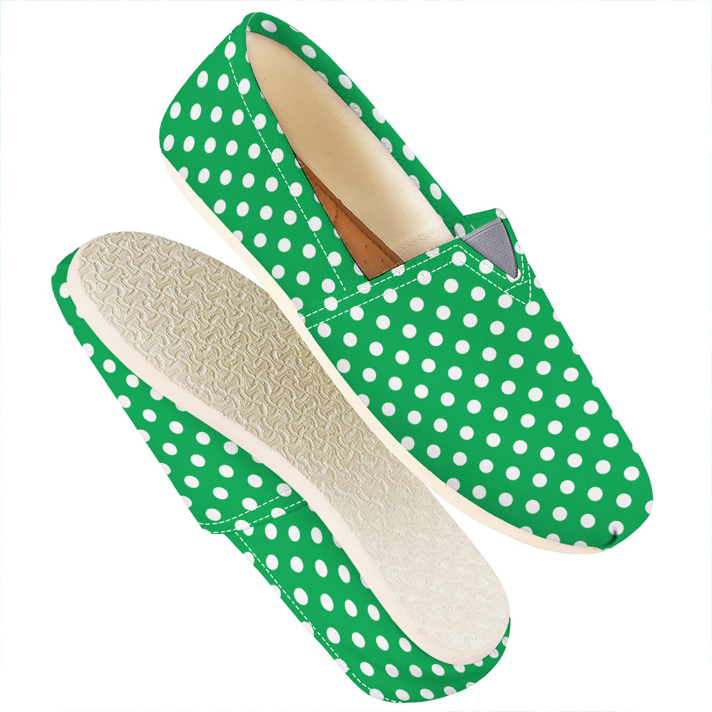 Green And White Polka Dot Pattern Print Casual Shoes