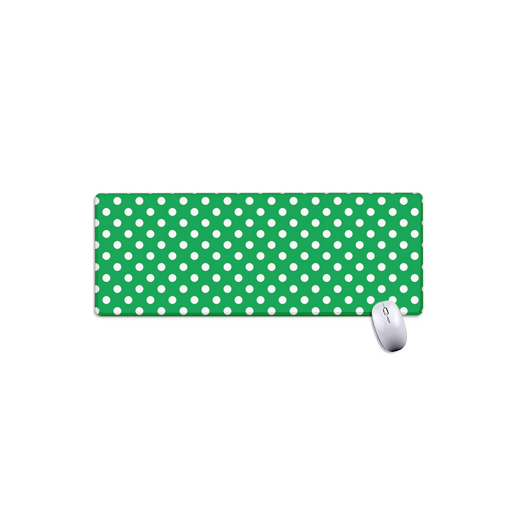 Green And White Polka Dot Pattern Print Extended Mouse Pad