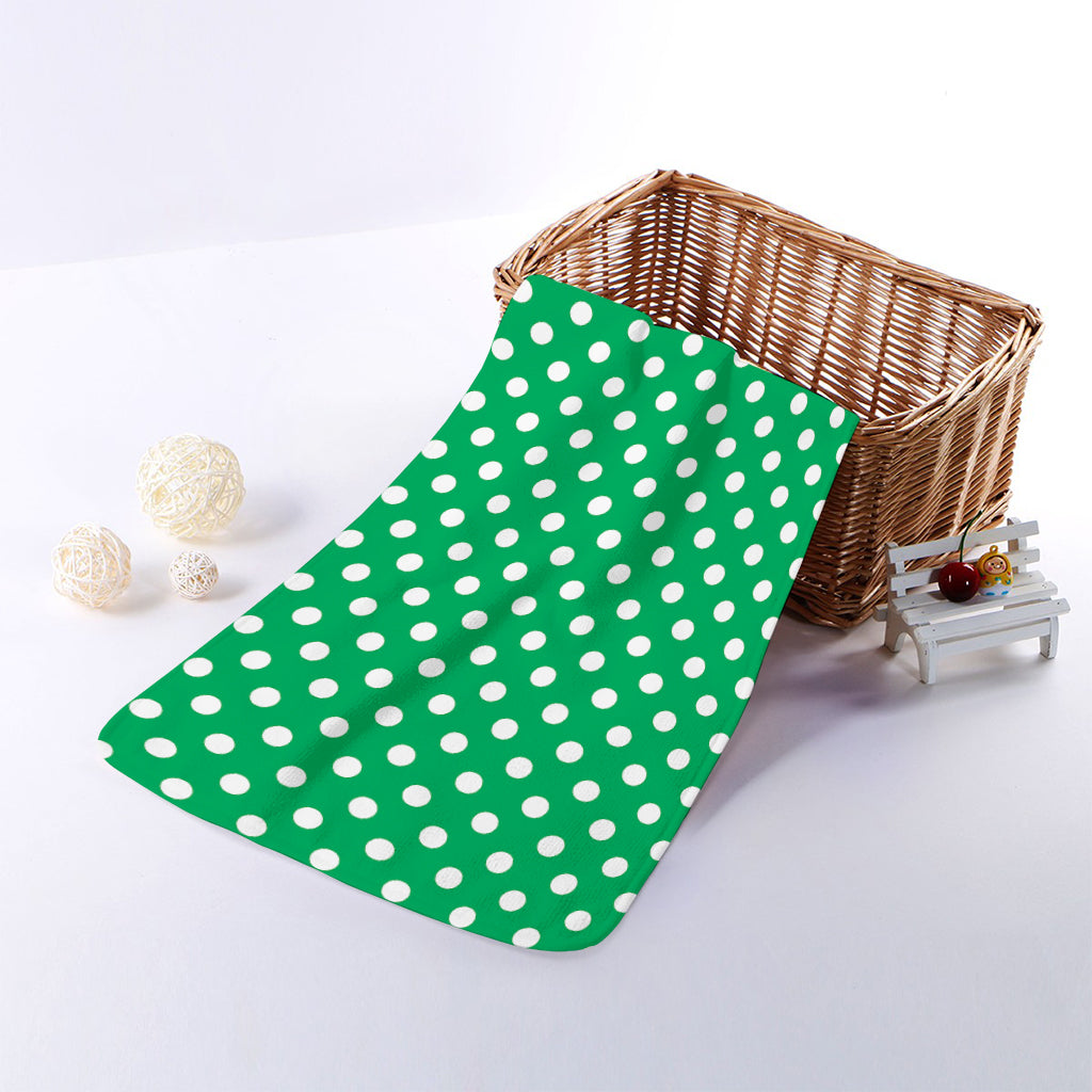 Green And White Polka Dot Pattern Print Towel