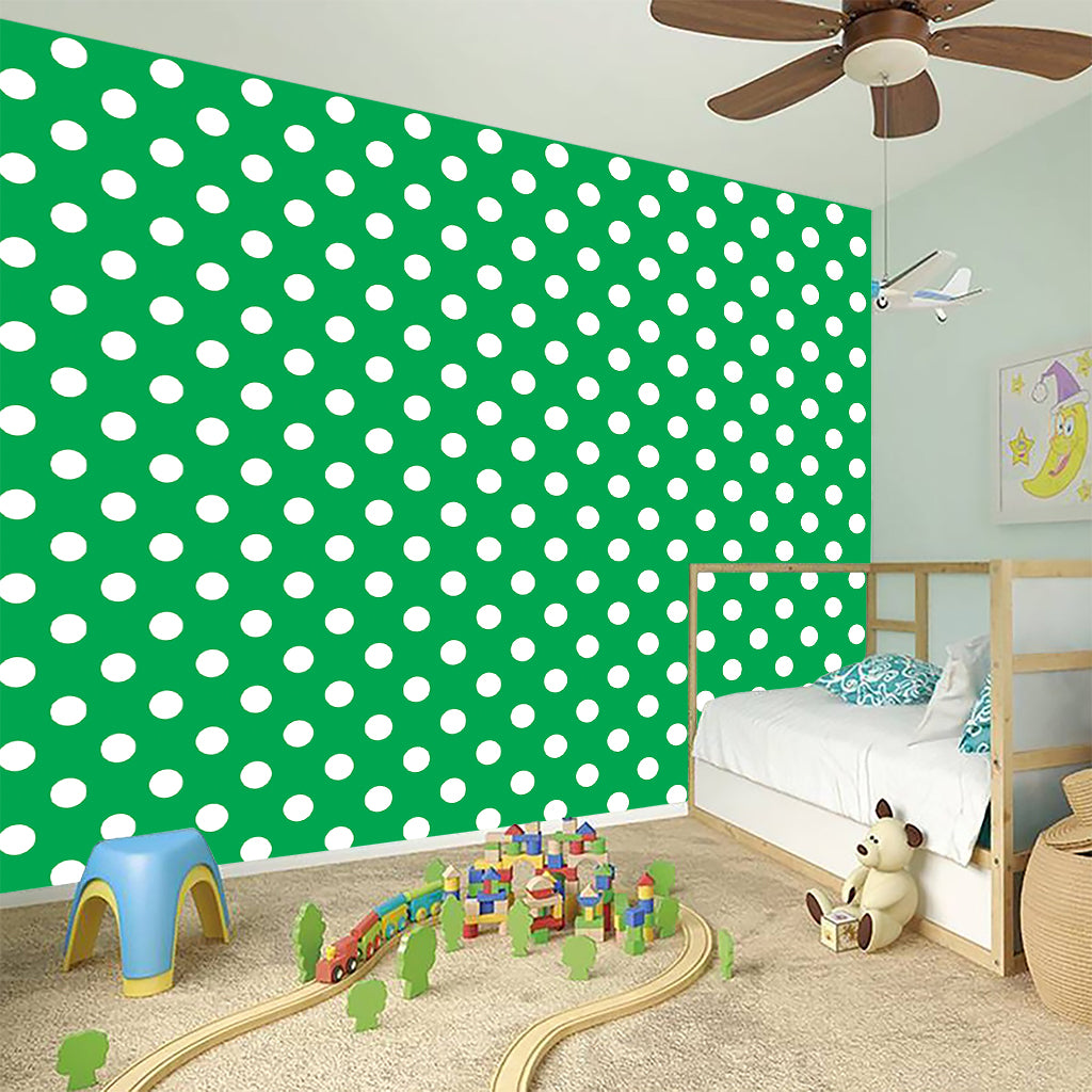 Green And White Polka Dot Pattern Print Wall Sticker