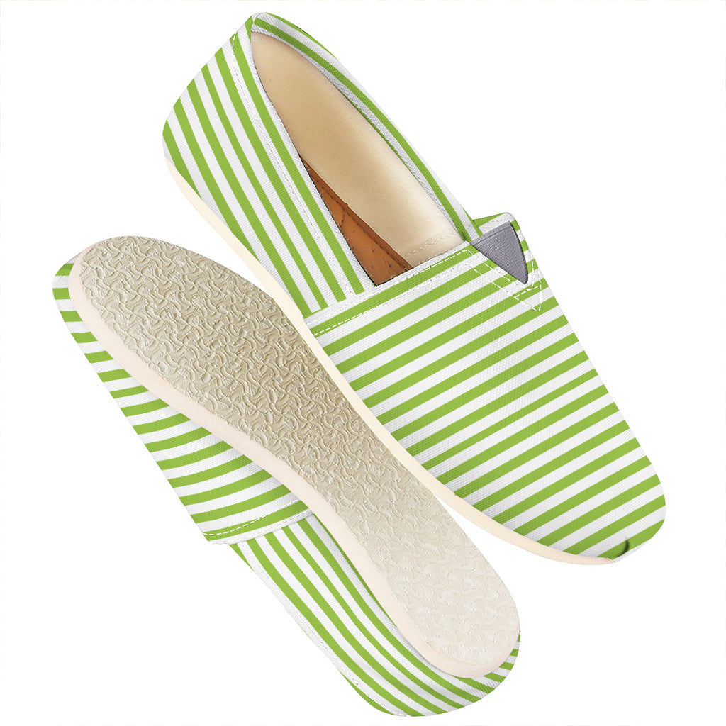 Green And White Striped Pattern Print Casual Shoes