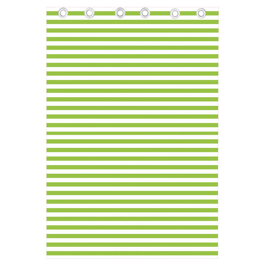 Green And White Striped Pattern Print Curtain