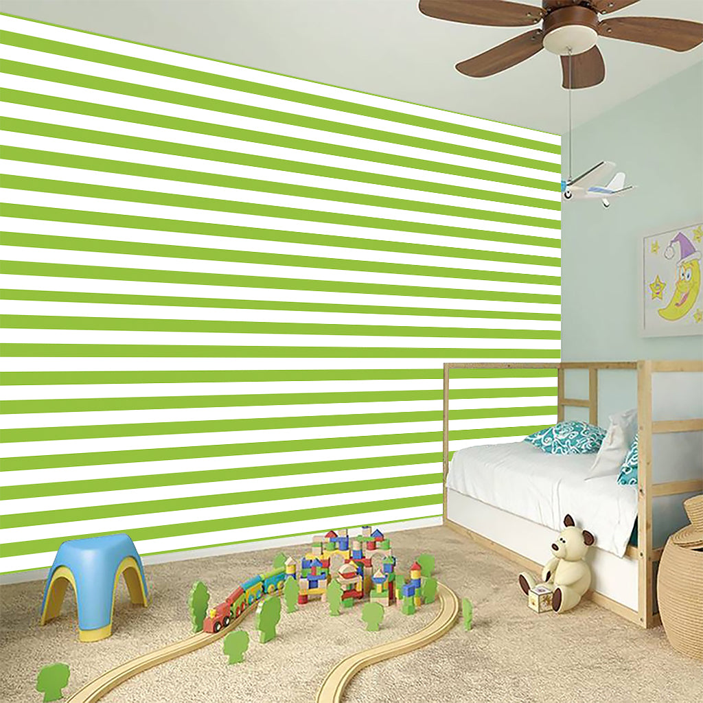 Green And White Striped Pattern Print Wall Sticker