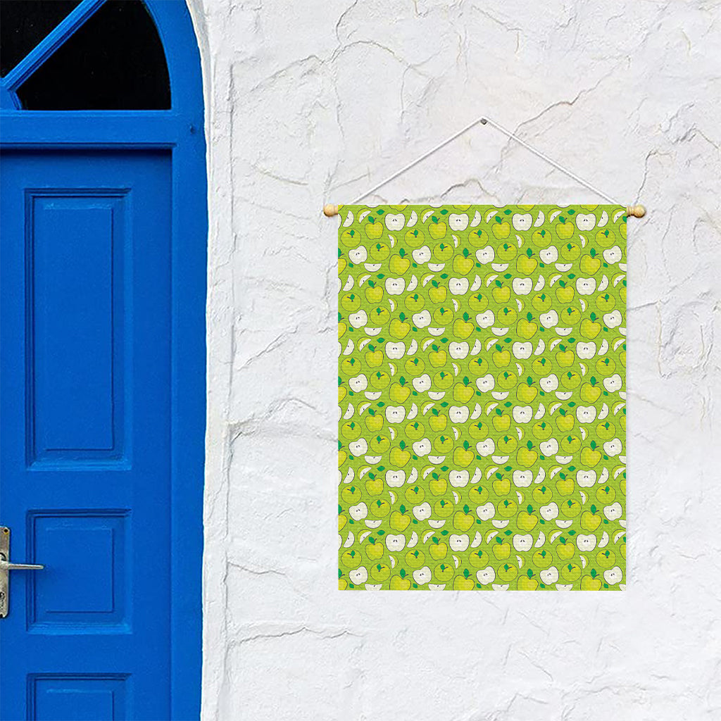 Green Apple Fruit Pattern Print Garden Flag