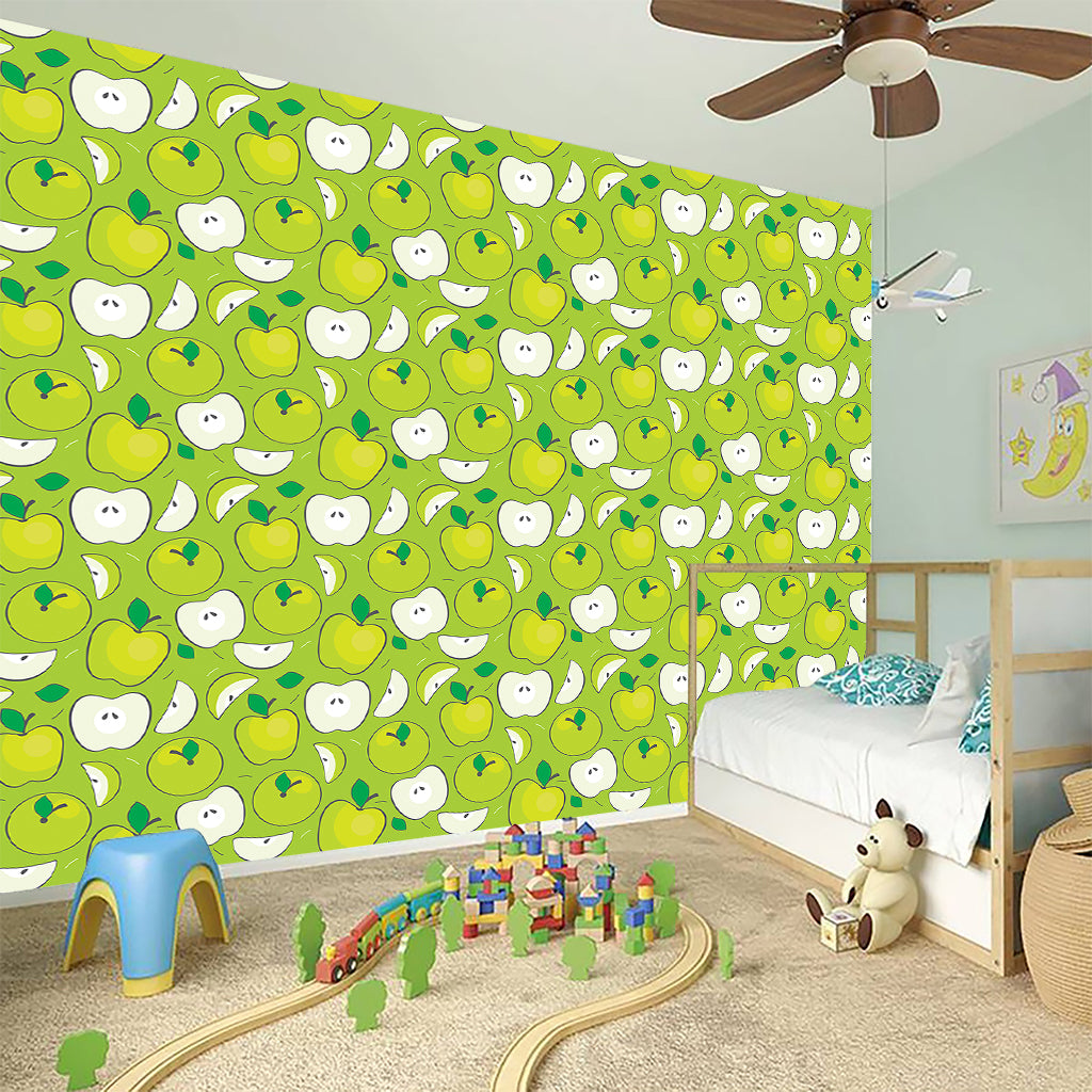 Green Apple Fruit Pattern Print Wall Sticker