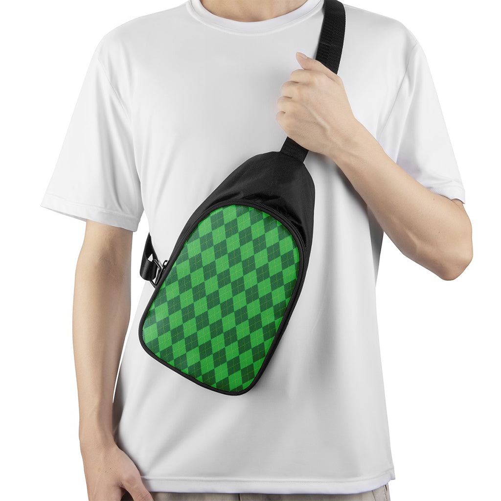 Green Argyle Pattern Print Chest Bag
