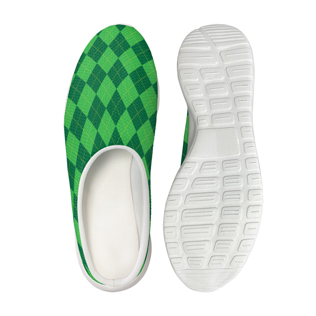 Green Argyle Pattern Print Mesh Casual Shoes