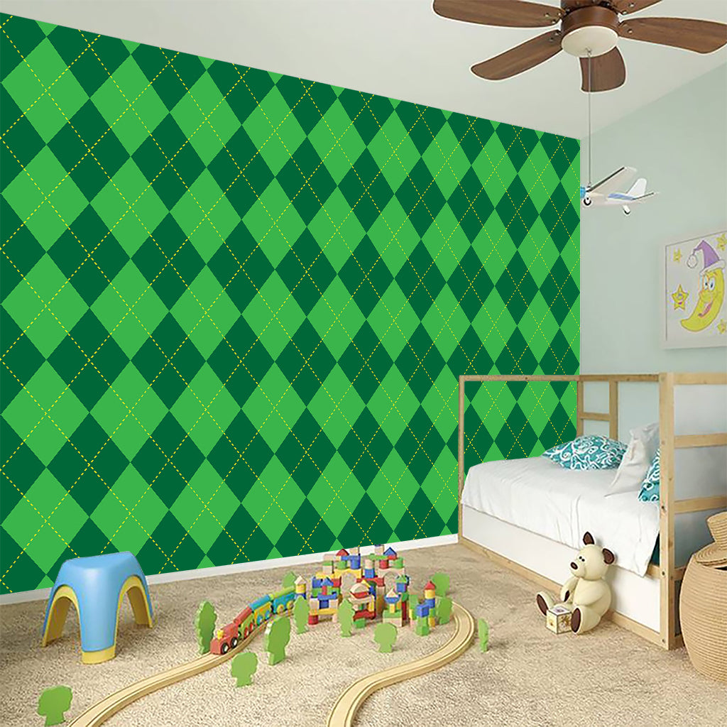 Green Argyle Pattern Print Wall Sticker