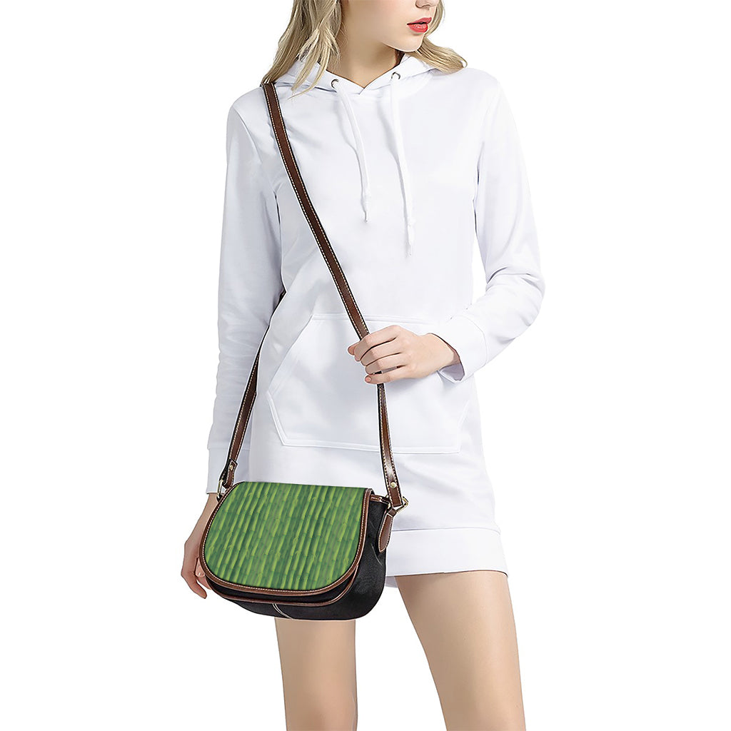Green Bamboo Tree Pattern Print Saddle Bag