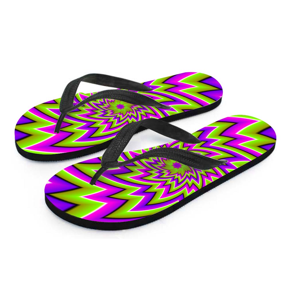 Green Big Bang Moving Optical Illusion Flip Flops