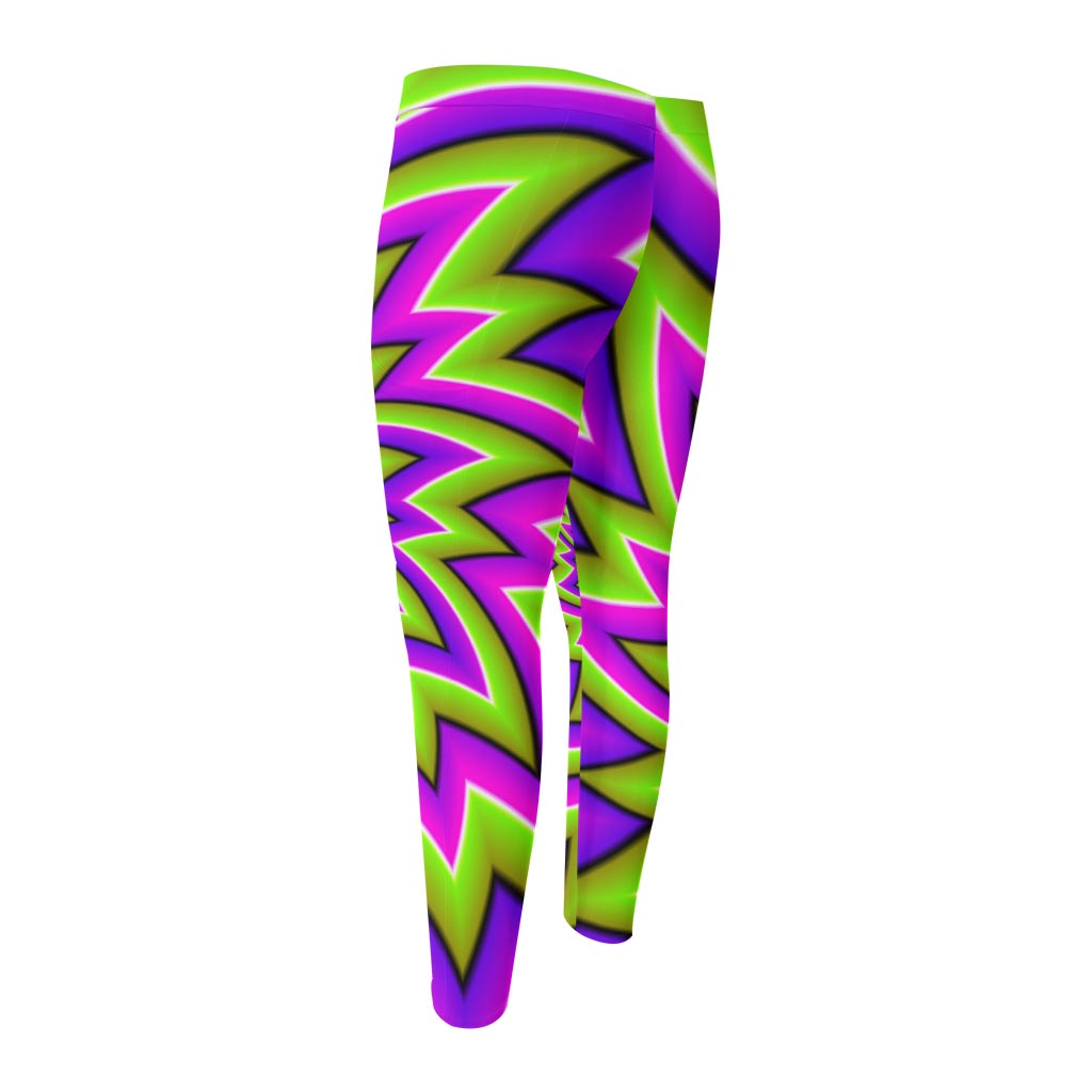 Green Big Bang Moving Optical Illusion Men's Compression Pants