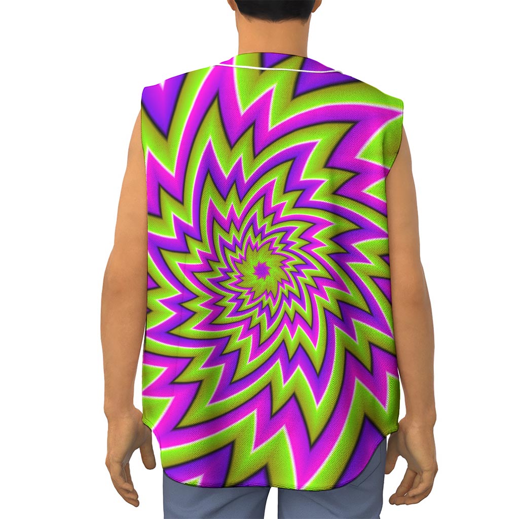 Green Big Bang Moving Optical Illusion Sleeveless Baseball Jersey