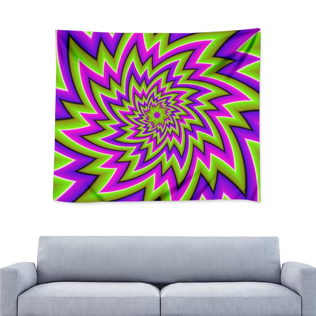 Green Big Bang Moving Optical Illusion Tapestry