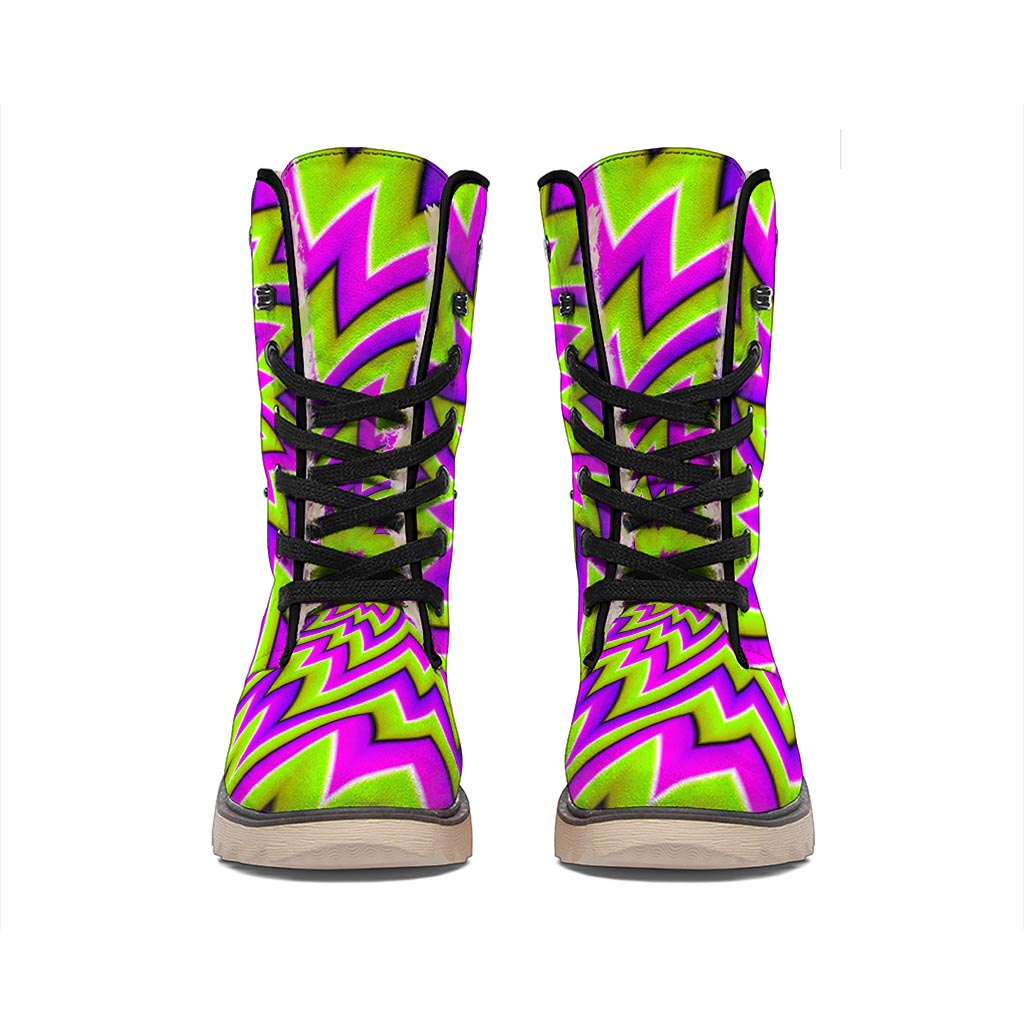 Green Big Bang Moving Optical Illusion Winter Boots