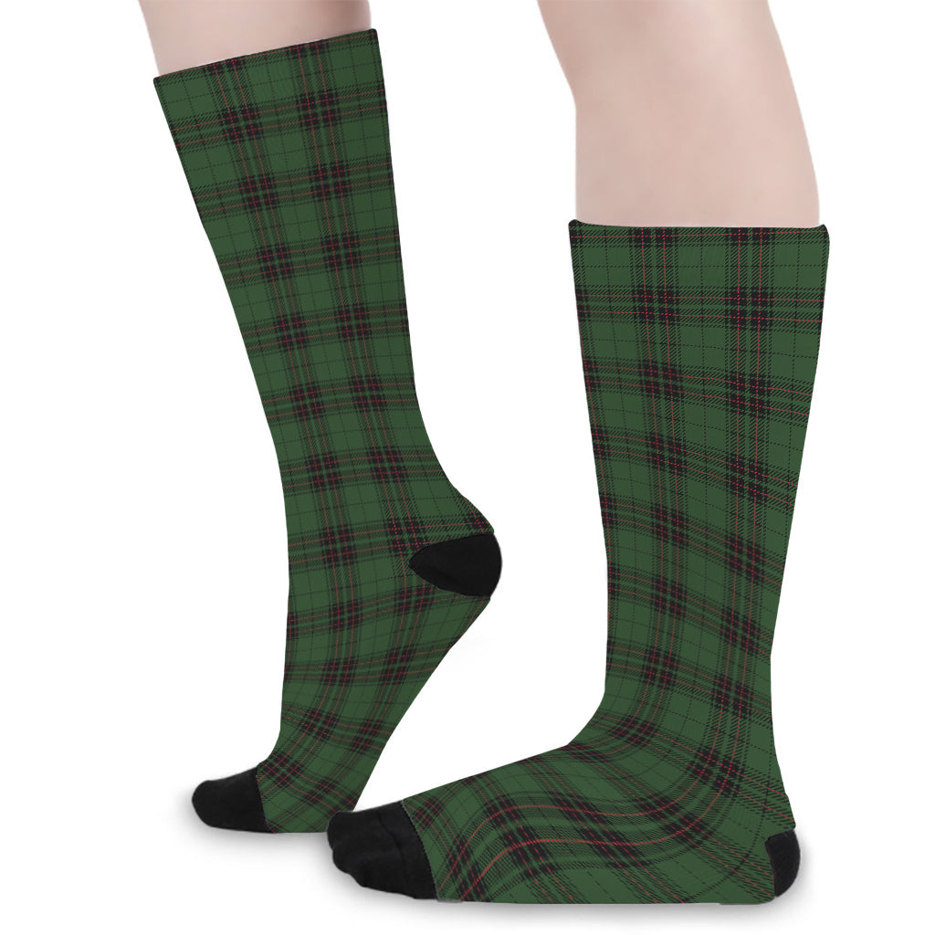Green Black And Red Tartan Pattern Print Long Socks