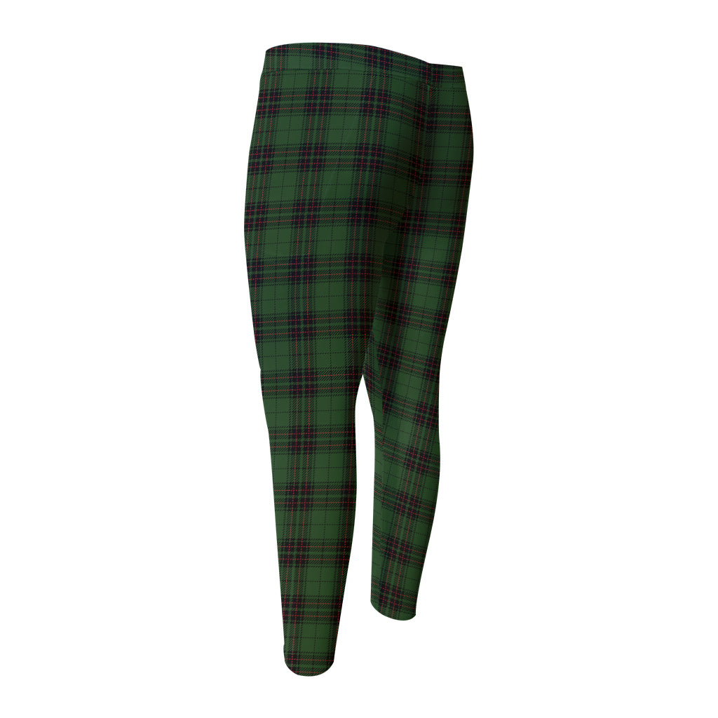 Green Black And Red Tartan Pattern Print Men's Compression Pants