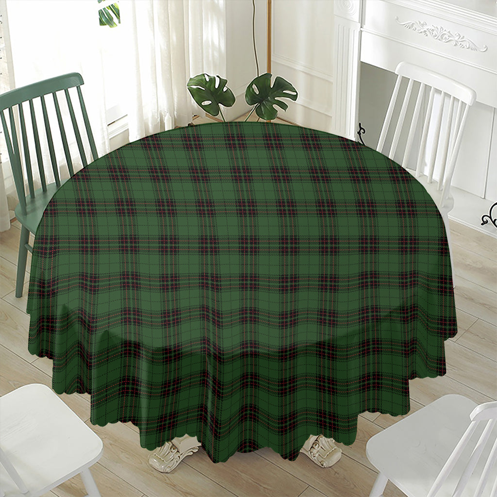 Green Black And Red Tartan Pattern Print Waterproof Round Tablecloth