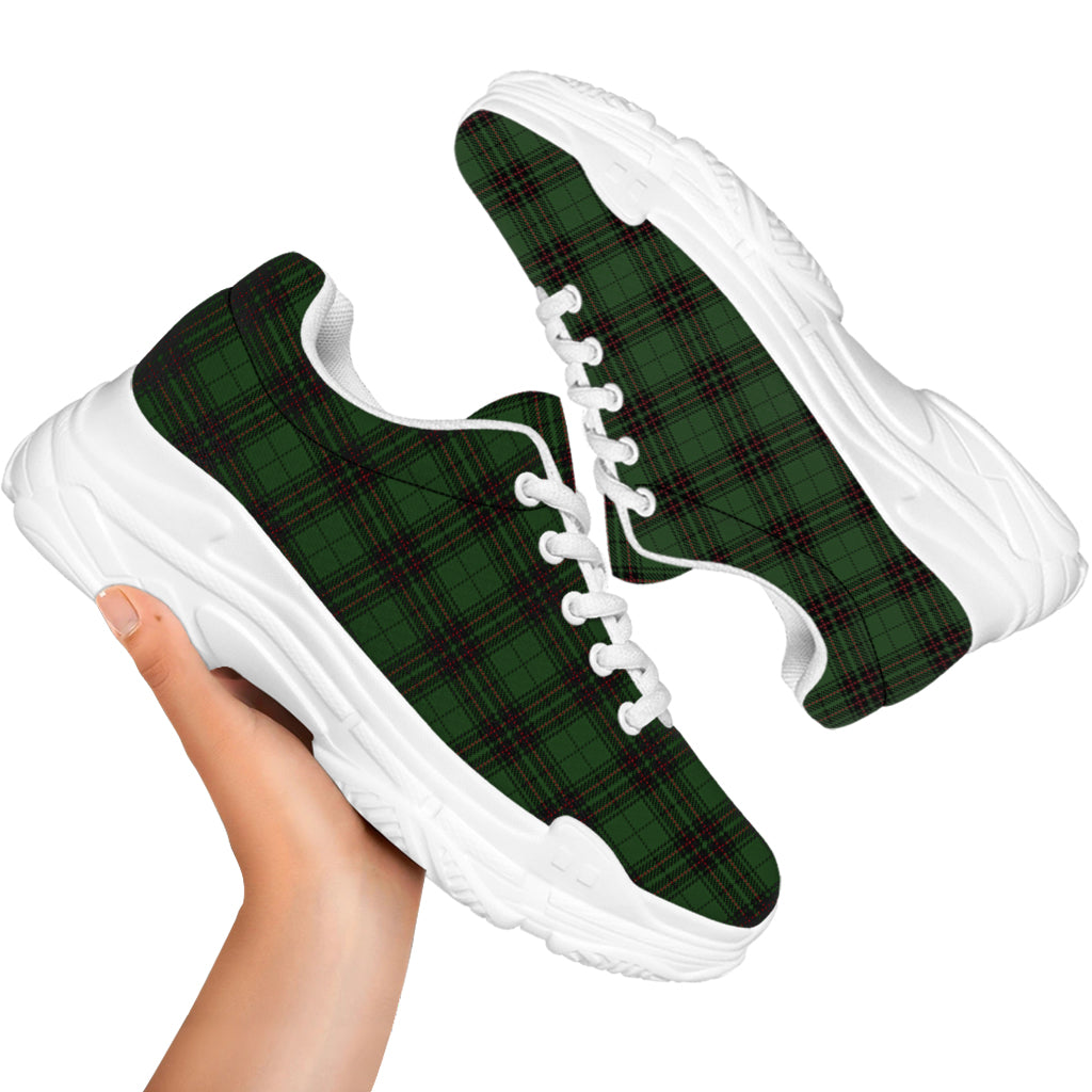 Green Black And Red Tartan Pattern Print White Chunky Shoes