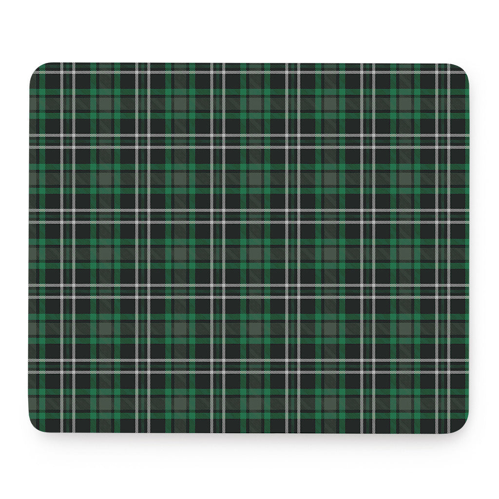 Green Black And White Tartan Print Mouse Pad