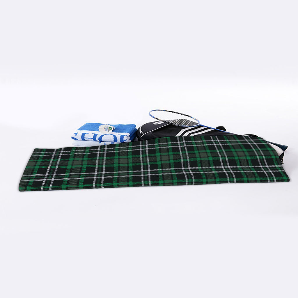 Green Black And White Tartan Print Sports Towel