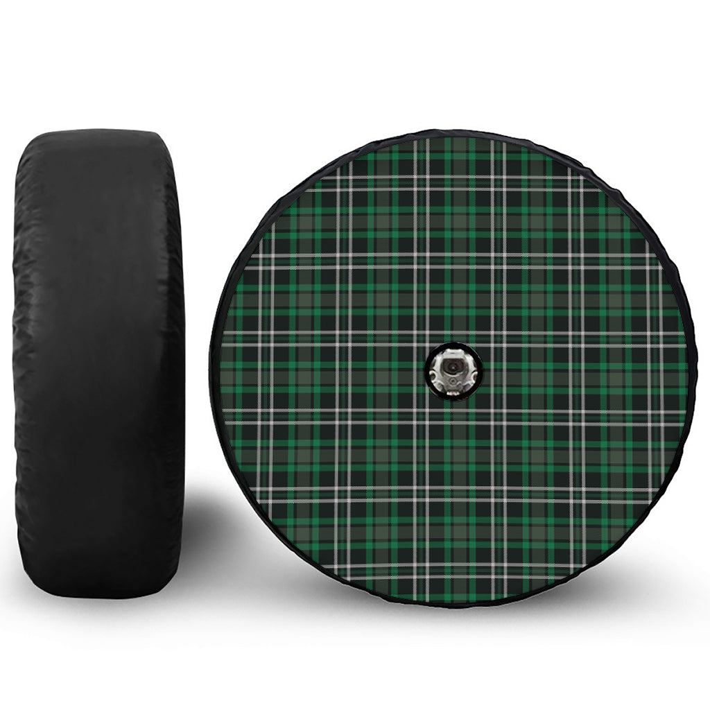 Green Black And White Tartan Print Tire Cover With Camera Hole