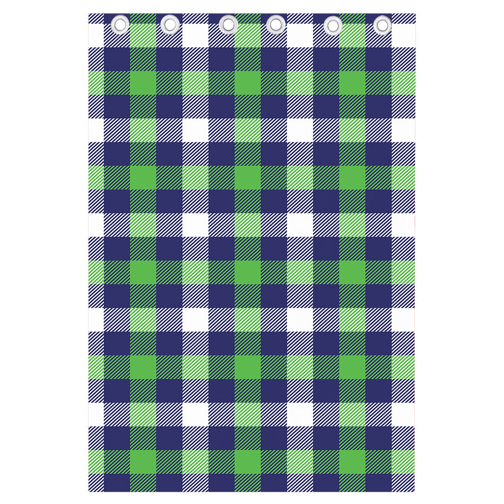 Green Blue And White Buffalo Plaid Print Curtain