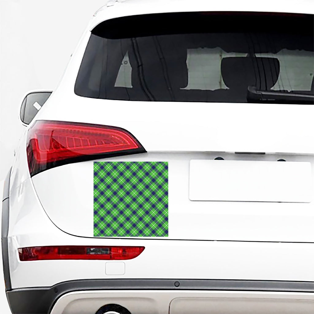 Green Blue And White Plaid Pattern Print Car Sticker